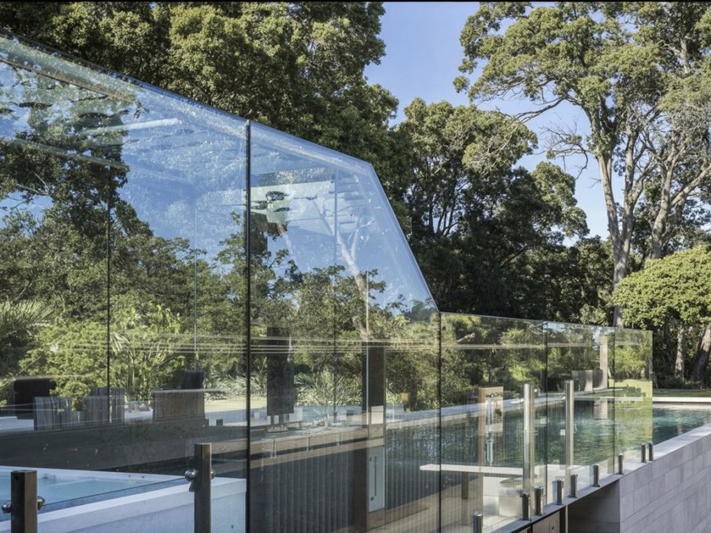 Raked Glass Panel on Pool Fence