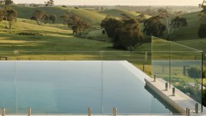 Frameless Glass Pool Fence in Courtyard