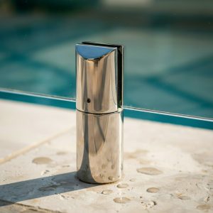 frameless glass pool fence Core drilled spigot